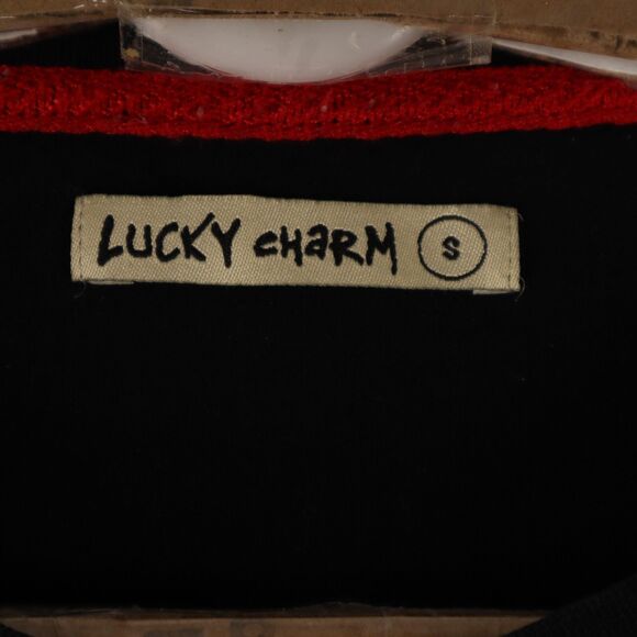 BKYS Lucky Charm Embroidered Bunny Holding Rose Cotton Blend T-Shirt Y2K Small - Picture 4 of 9